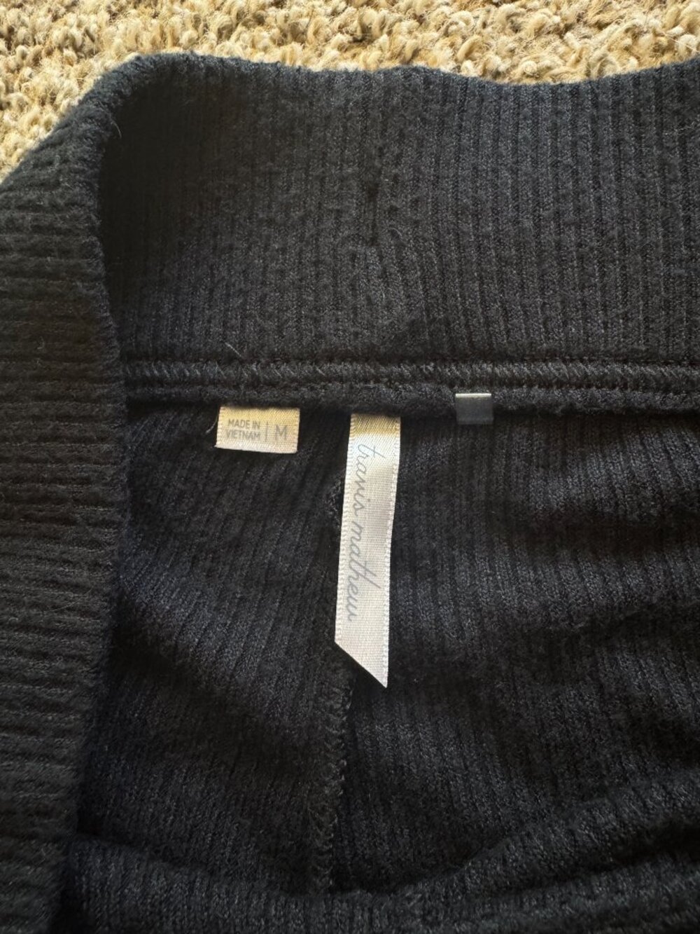 Travis Mathew Ribbed Black Lounge Wide Leg Pants‎ Size Medium - Picture 2 of 7
